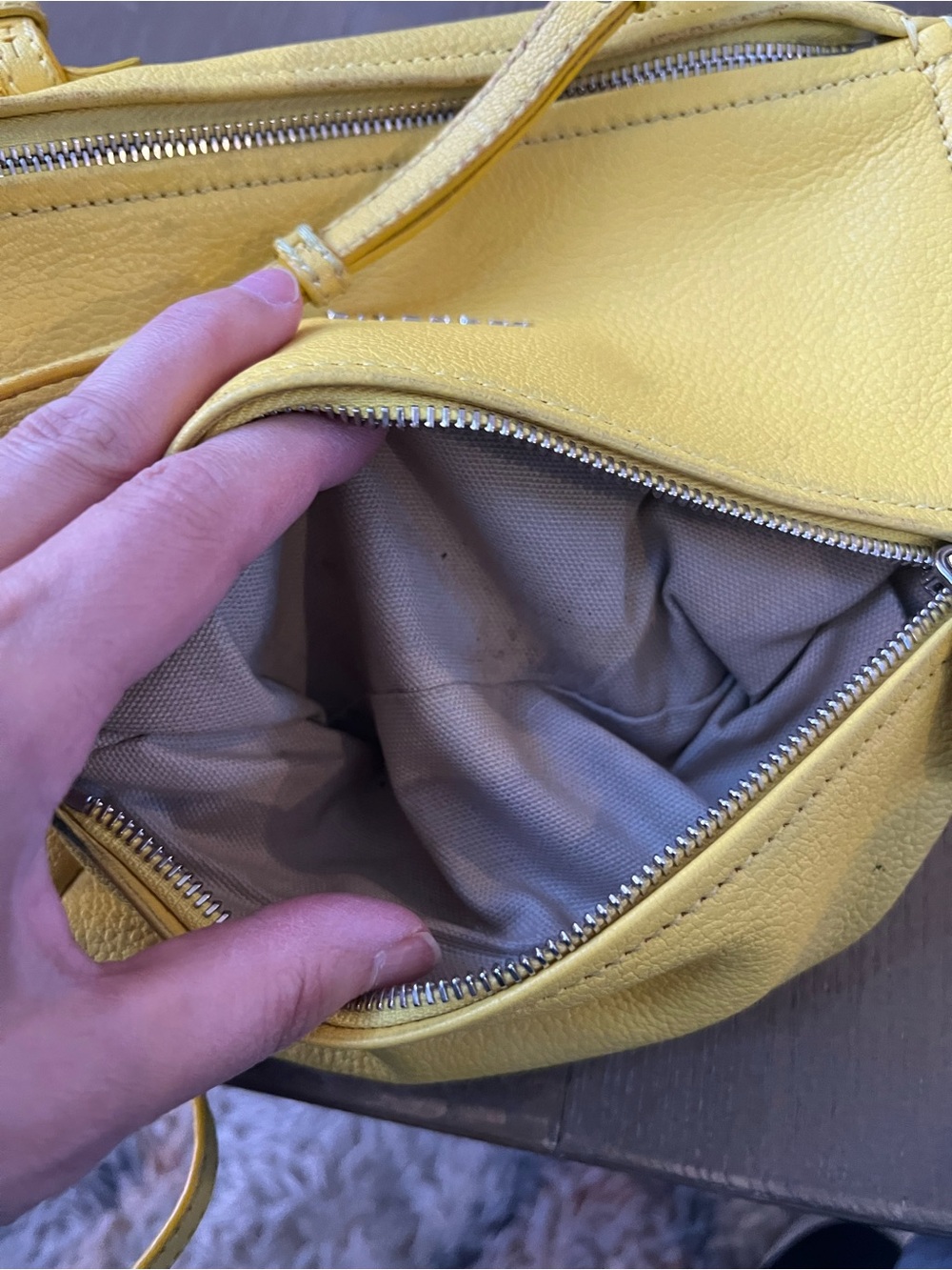 Givenchy Pandora Small Yellow Pebbled Leather Crossbody - Picture 10 of 14